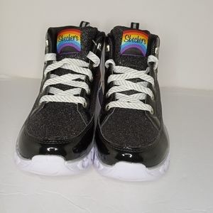 Skechers Girls Rainbow Heart Lights, Black  Size 2